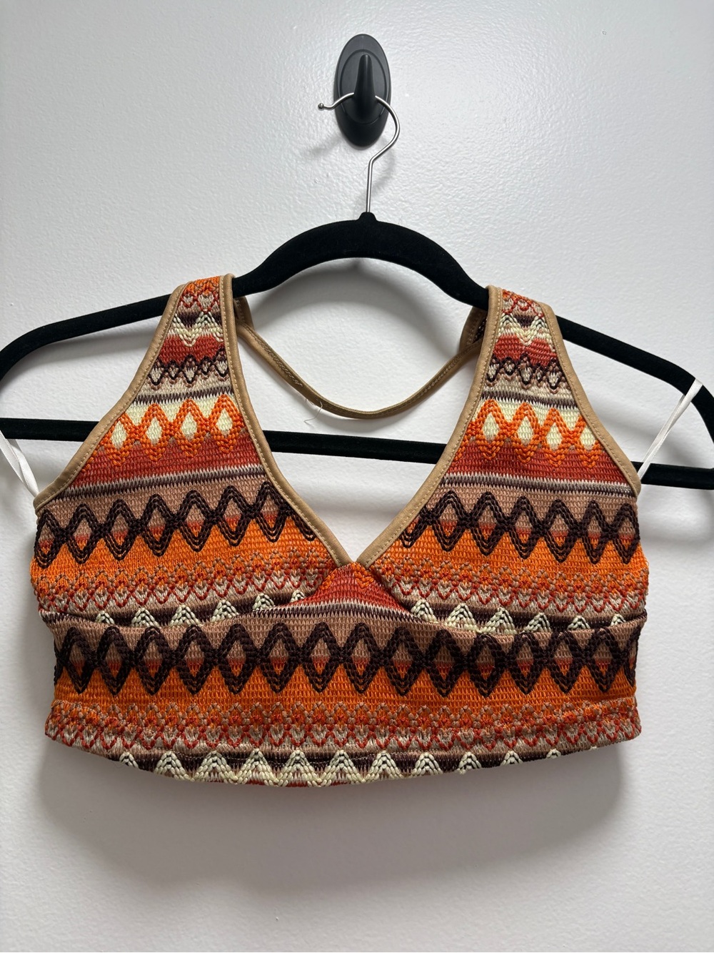 70’s Inspired Halter Top Orange Multi-Tone Marled Knit- Festival Hippy Boho